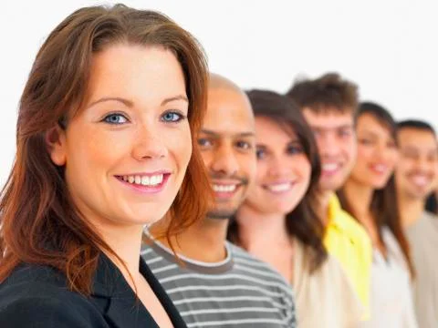 Smiling people in a line Foto stock