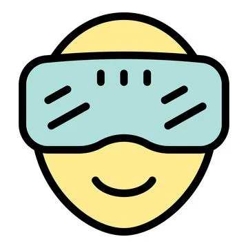 Smiling person experiencing virtual reality with vr headset Stock Illustration