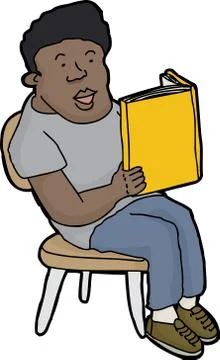 Smiling person reading Stock Illustration
