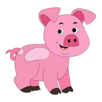 Smiling pig on white background Stock Illustration
