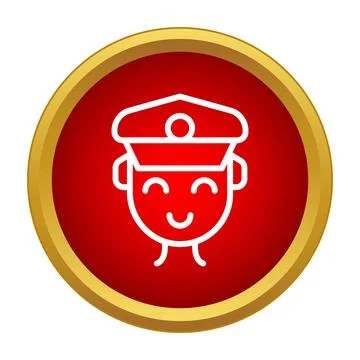 Smiling pilot or captain icon in a red circle 스톡 일러스트