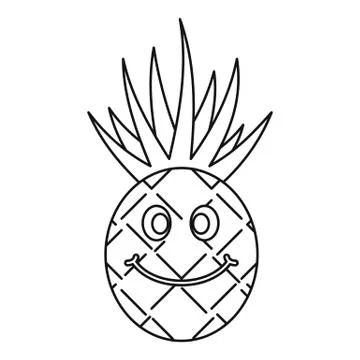 Smiling pineapple icon outline Stock Illustration