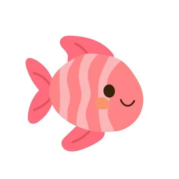 Smiling pink fish with soft stripes and round cheeks, designed for sweet Stock Illustration
