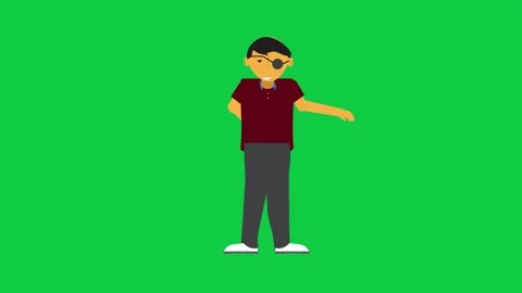 Smiling Pirate Character Pointing Left Animation Loop Stock Footage 309771914