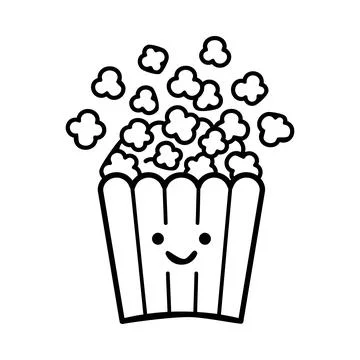 Smiling popcorn box bursting with fluffy white kernels Stockillustratie