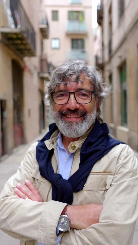 Smiling portrait of 60s middle aged man looking at camera. Stock Footage 277166275