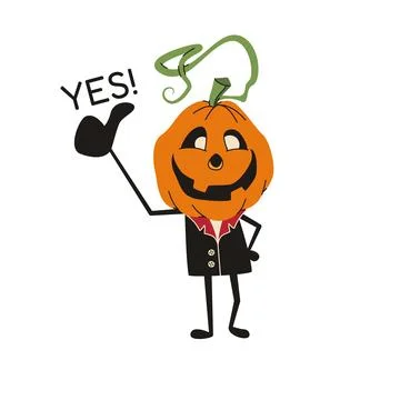 Smiling Pumpkin Character Thumbs Up Vector Stock Illustration