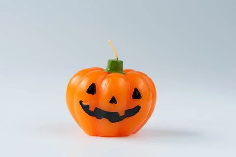 Smiling Pumpkin Jack-o-Lantern Candle Stock Photos