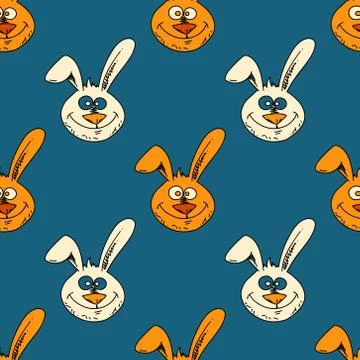 Smiling rabbit face seamless pattern Stock Illustration