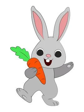 Smiling rabbit holding carrot vector illustration Stock Illustration