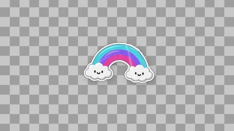 Smiling Rainbow Sticker Stock After Effects