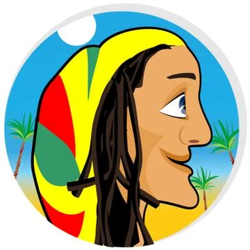 Smiling rastafarian looking forward Illustrazione stock