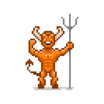 Smiling red devil with a trident in his hand Stock Illustration