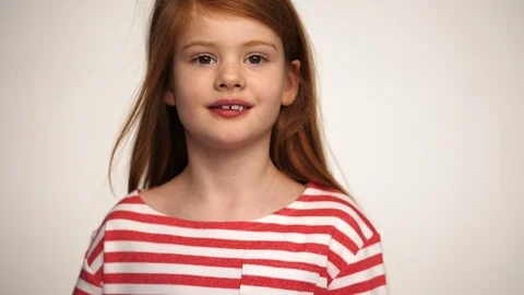 Smiling red haired girl Stock Footage 86348228