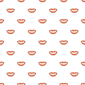 Smiling red lips showing white teeth pattern Stock-Illustration
