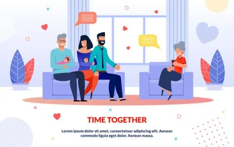 Smiling Relatives Spending Time Together at Home Stock Illustration