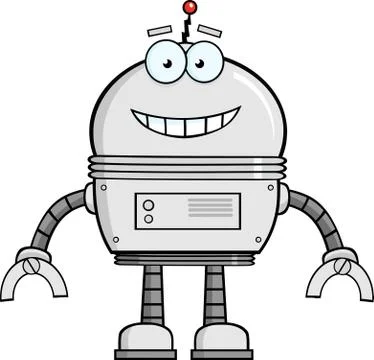Smiling Robot Cartoon Character Stock Illustration