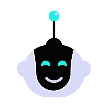 Smiling Robot Head Illustration Icon Stock Illustration