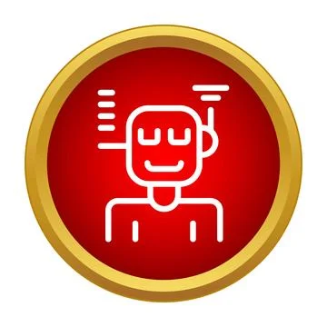 Smiling robot head working as digital assistant chatbot icon Illustrazione stock