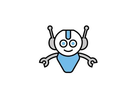 Smiling robot with open hands for logo Stockillustratie