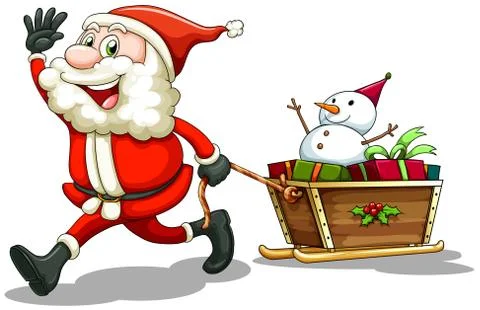 A smiling Santa pulling a sleigh Stock Illustration