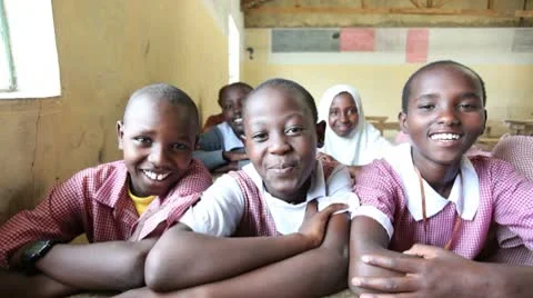 Smiling school children in classroom. Kenya, Africa. Stock Footage