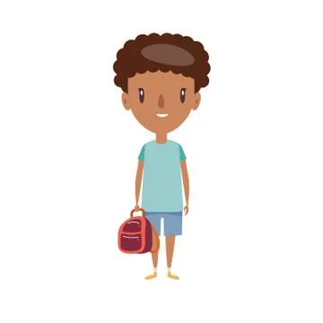 Smiling school kid. Cheerful elementary school student, kindergarten pupil Stock Illustration