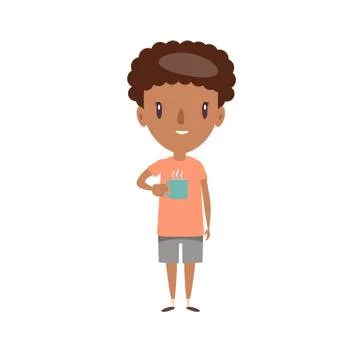 Smiling school kid. Cheerful elementary school student, kindergarten pupil Stock Illustration