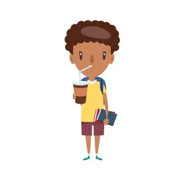 Smiling school kid. Cheerful elementary school student, kindergarten pupil Stock Illustration