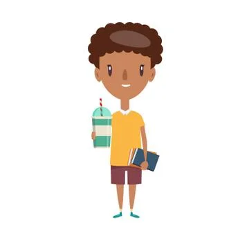 Smiling school kid. Cheerful elementary school student, kindergarten pupil Stock Illustration