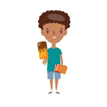 Smiling school kid. Cheerful elementary school student, kindergarten pupil Stock Illustration