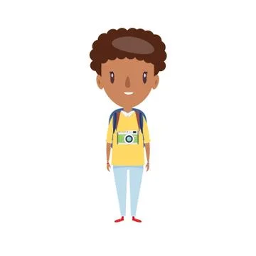 Smiling school kid. Cheerful elementary school student, kindergarten pupil Stock Illustration