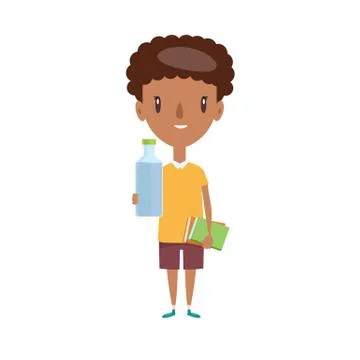 Smiling school kid. Cheerful elementary school student, kindergarten pupil Stock Illustration