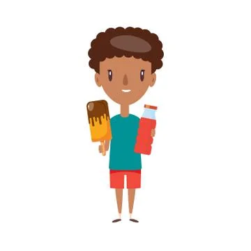 Smiling school kid. Cheerful elementary school student, kindergarten pupil Stock Illustration