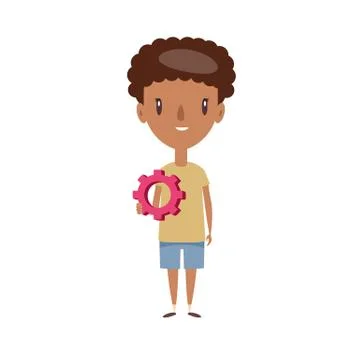 Smiling school kid. Cheerful elementary school student, kindergarten pupil Stock Illustration