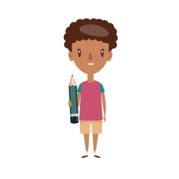 Smiling school kid. Cheerful elementary school student, kindergarten pupil Stock Illustration