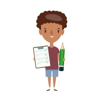 Smiling school kid. Cheerful elementary school student, kindergarten pupil Stock Illustration