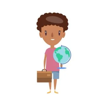 Smiling school kid. Cheerful elementary school student, kindergarten pupil Stock Illustration