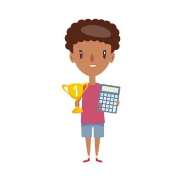Smiling school kid. Cheerful elementary school student, kindergarten pupil Stock Illustration