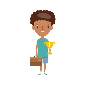 Smiling school kid. Cheerful elementary school student, kindergarten pupil Stock Illustration