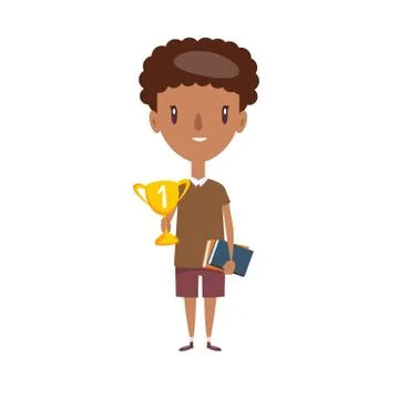 Smiling school kid. Cheerful elementary school student, kindergarten pupil Stock Illustration