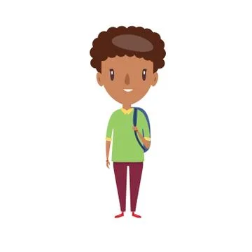 Smiling school kid. Cheerful elementary school student, kindergarten pupil Stock Illustration