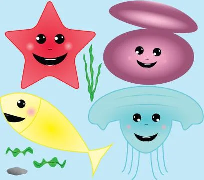 Smiling sea creatures Ilustración de archivo