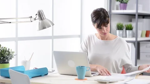 Smiling secretary at work Stock Footage