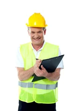 Smiling senior construction engineer Stock Photos