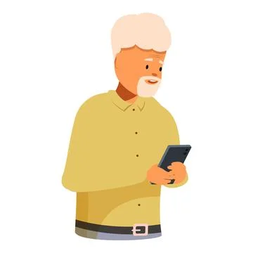 Smiling senior man using smartphone, embracing modern communication Stock Illustration