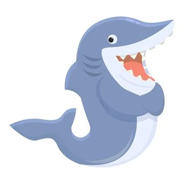 Smiling shark icon cartoon vector. Warning sea Stock Illustration