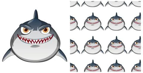 Smiling Shark Seamless Pattern Illustration Illustrazione stock