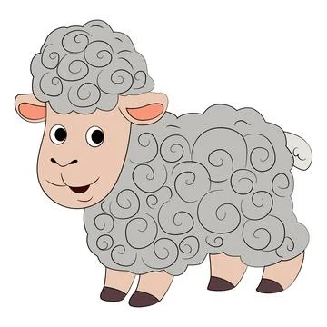 Smiling sheep on white background Stock Illustration