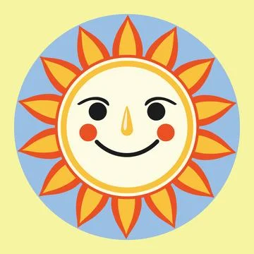 Smiling simple cartoon sun Ilustração Stock